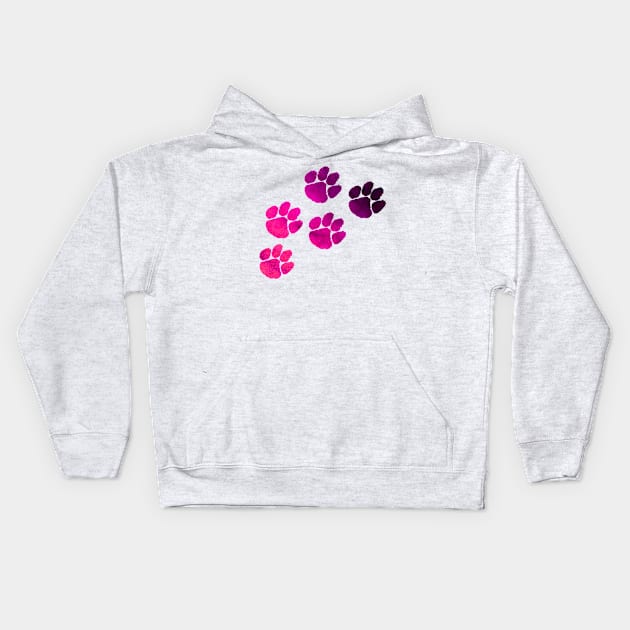 Pink Pawprints Design Kids Hoodie by StylishTayla